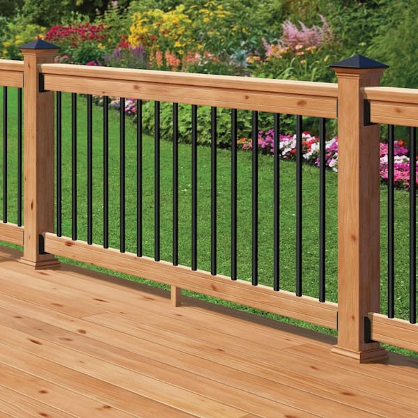 Western Red Cedar 6 ft. Railing Kit with Black Aluminum Balusters