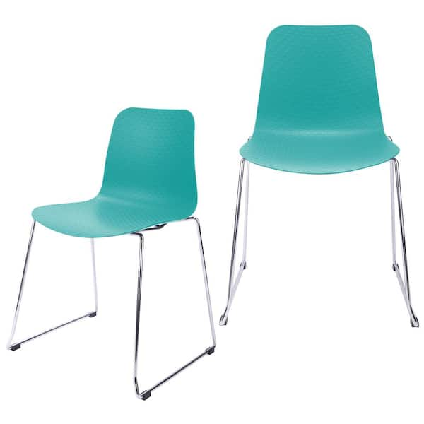 Cozyblock Hebe Series Turquoise Dining Shell Side Chair Molded Plastic With Steel Wire Metal Legs Set Of 2 Hebe 2 Turqs 2 The Home Depot