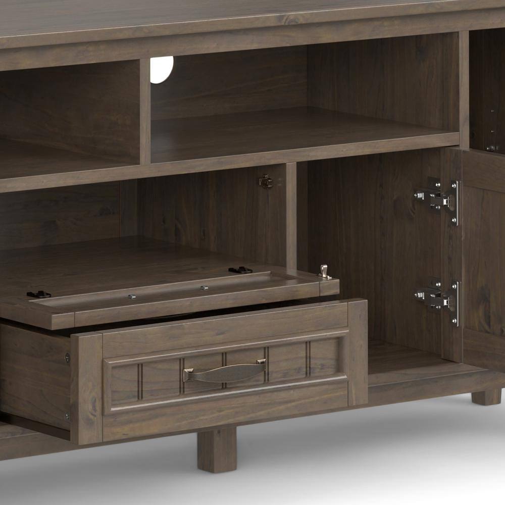 Lev Smoky Brown Solid Wood 72" Wide Contemporary TV Media Stand