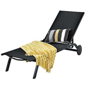 Reclining Aluminum Outdoor Lounge Chair in Black