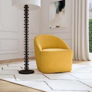 Leon Mustard Yellow Fabric Accent Barrel Chair with Swivel Framework