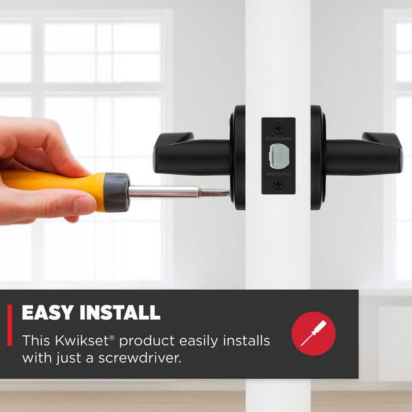 Kwikset Sedona Matte Black Hall Closet Door Handle with Microban