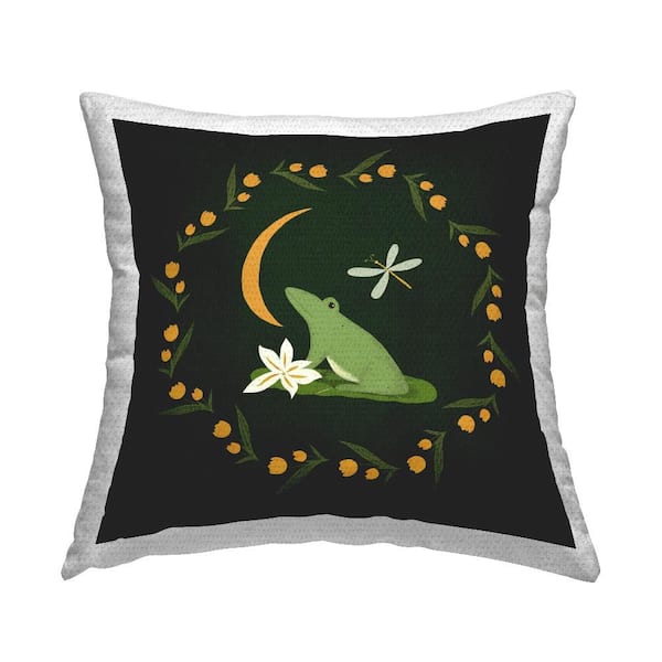 Stupell Industries Frog and Moon Garland Green Square Outdoor Throw Pillow