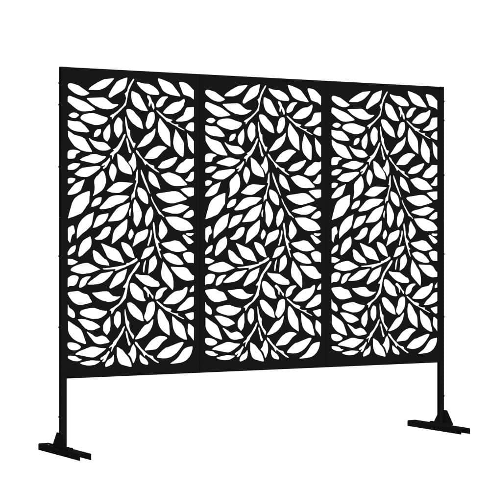 Outdoor Privacy Fence 47 in. L x 16 in. W x 72 in. H Black Galvanized Steel Garden Privacy Screen price history on PriceWatchPro