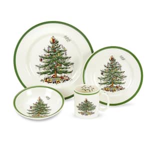 Christmas Tree 4-Piece Ceramic Dinnerware Set (Service for 1)