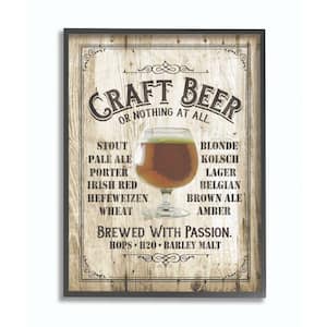 "Craft Beer Sign Bar Room Wooden Texture" by Retrorocket Studio Framed Food Wall Art 20 in. x 16 in.