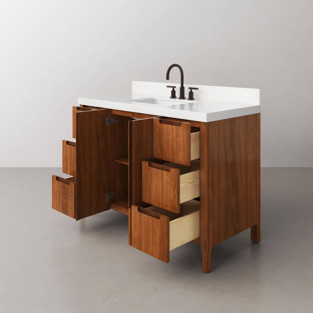 Sequoia 48" Noir Juglans Single Sink Vanity with Quartz Top