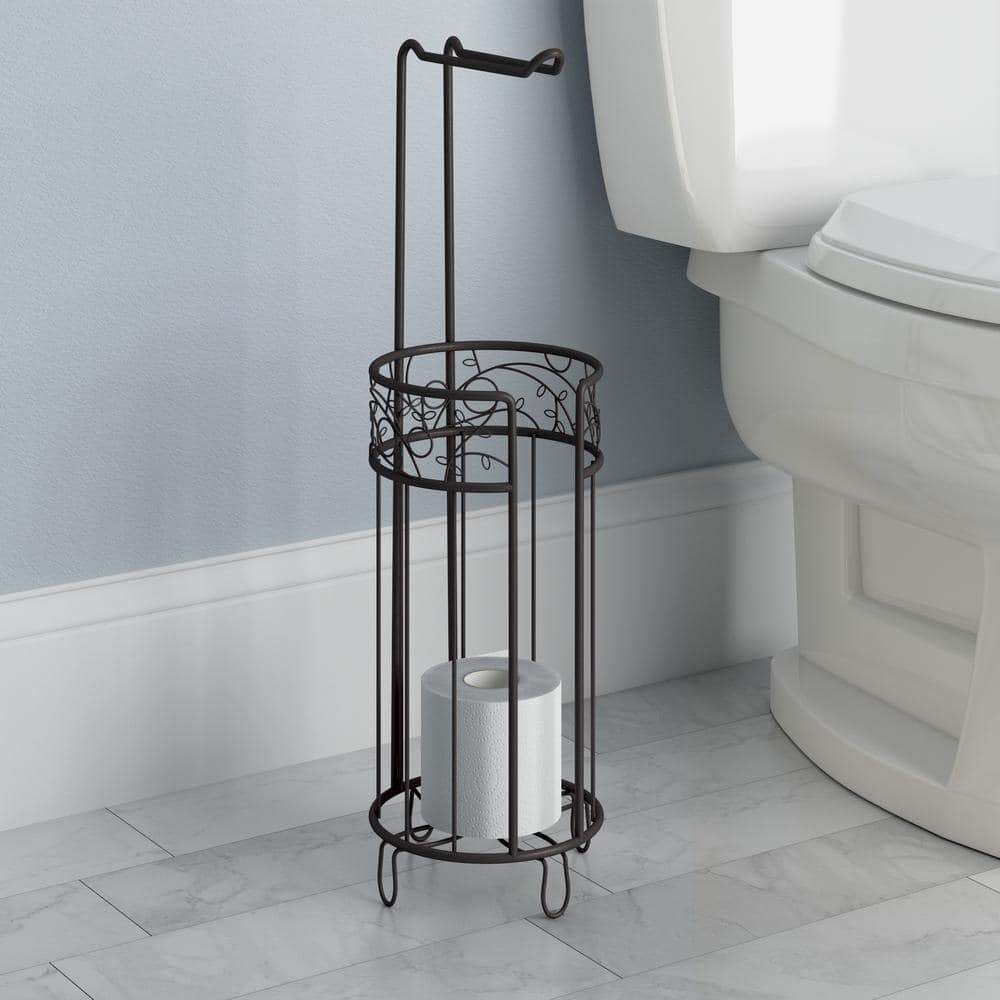 Bronze Free-Standing Steel Toilet Paper Holder and Reserve