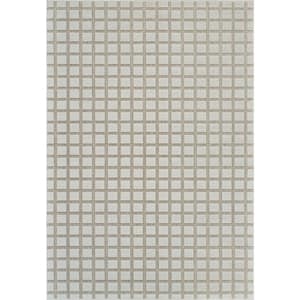 Maise Beige Cream 5 ft. x 7 ft. Modern Checkered Indoor Outdoor Area Rug