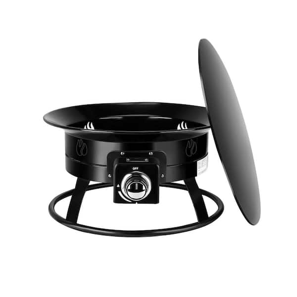 CAMPLUX Firebowl 19 in. Round High Quality Propane Gas Outdoor Portable Fire Pit with Lid and Carry Kit