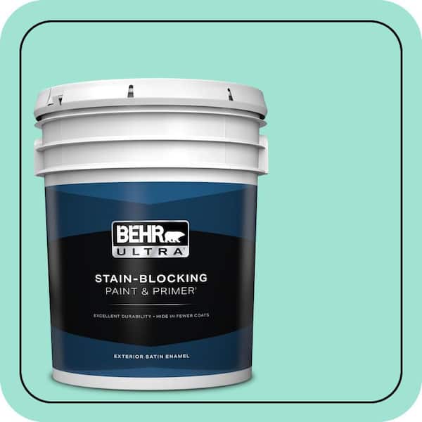 BEHR ULTRA 5 gal. #P430-2 Aqua Wish Satin Enamel Exterior Paint & Primer