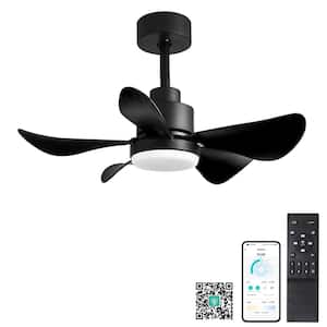 LuminousBreeze 28 in. Indoor Matt Black Ceiling Fan with LED Light Bulbs and Remote Control
