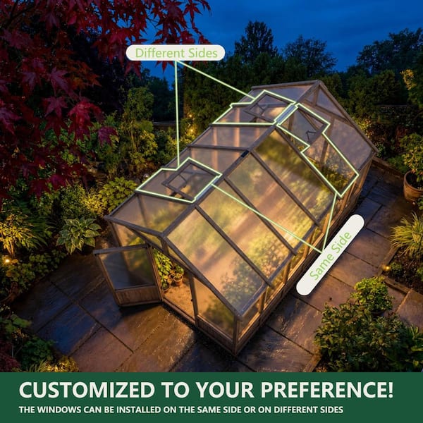 Secretree 8 ft. W X 12 ft. D Premium Cedar Wood Greenhouse with