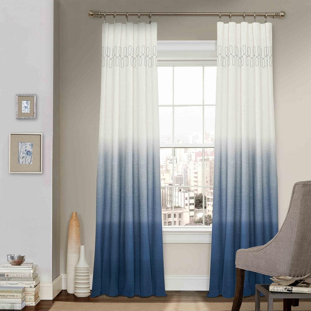 Arashi Indigo Ombre Cotton 52 in. W x 84 in. L Light Filtering Single Rod Pocket Curtain Panel price history on PriceWatchPro