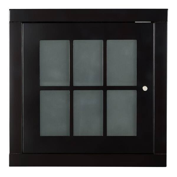 Home Decorators Collection Zen 14 in. W x 18 in. H x 18 in. D Stackable Cube with Frosted Glass Door in Espresso