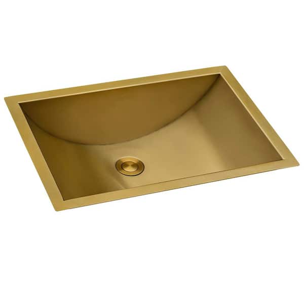Ariaso 20 in. x 14 in. Undermount Bathroom Sink in 16-Gauge Gold Stainless Steel with Drain