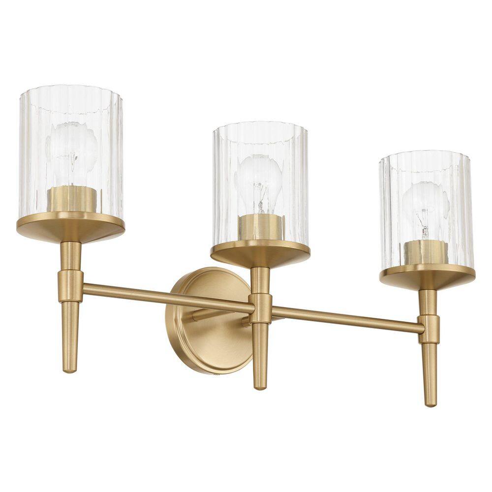 Andrea 24-in. 3-light Champagne Gold Vanity Light with Clear Ribbed Glass Shades price history on PriceWatchPro