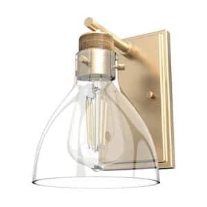 Van Nuys 1 Light Alturas Gold Wall Sconce with Clear Glass Shade Bathroom Light