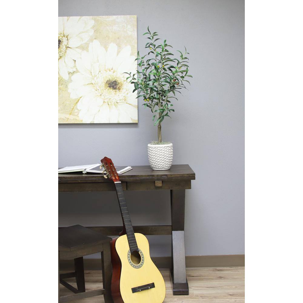 36" Faux Olive Tree in Black Plastic Pot
