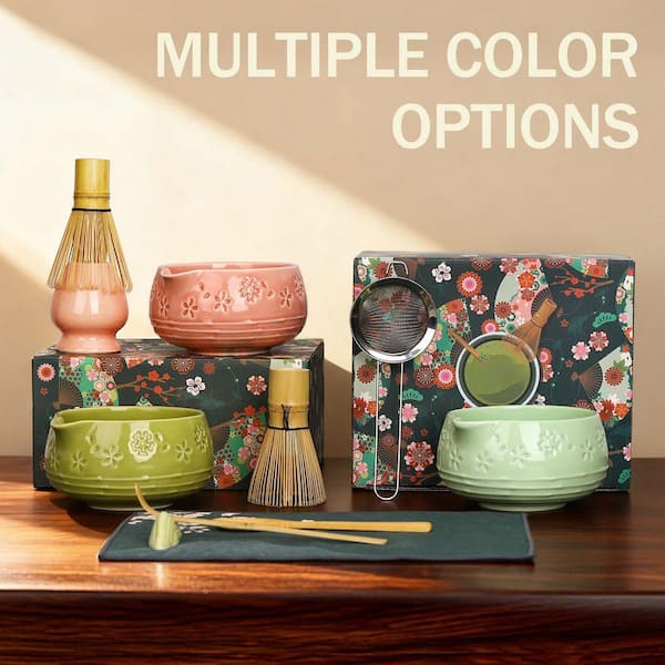 JFVKAF Japanese Matcha Tea Ceremony Kit 8-Piece Ceramic Bowl with