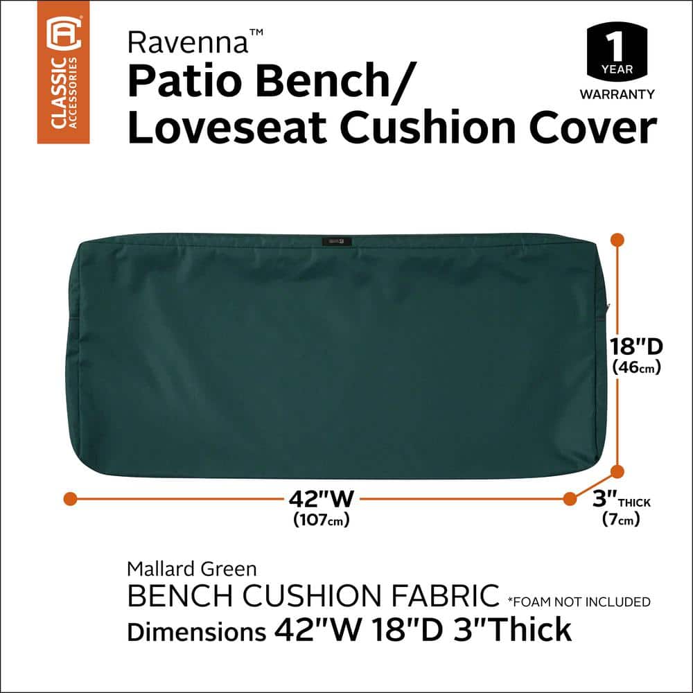 Mallard Green Polyester Outdoor Bench Cushion Cover
