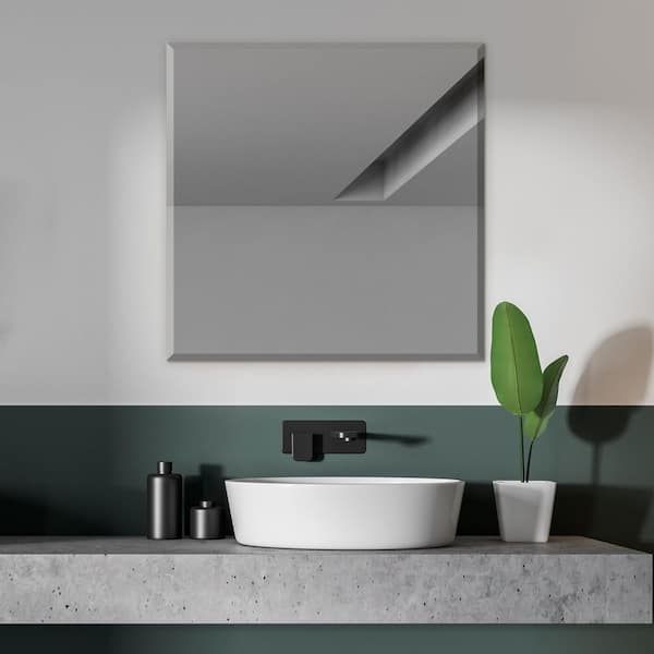 Fab Glass and Mirror 18 in. W x 18 in. H Frameless Square Beveled Edge  Bathroom Vanity Mirror MSQ18BE6MM The Home Depot