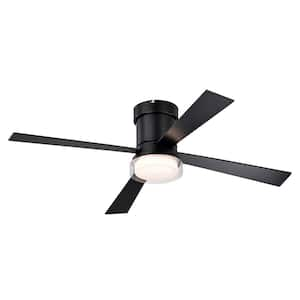 48 in. Smart Indoor Matte Black Ceiling Fan with Integrated LED with Remote Control