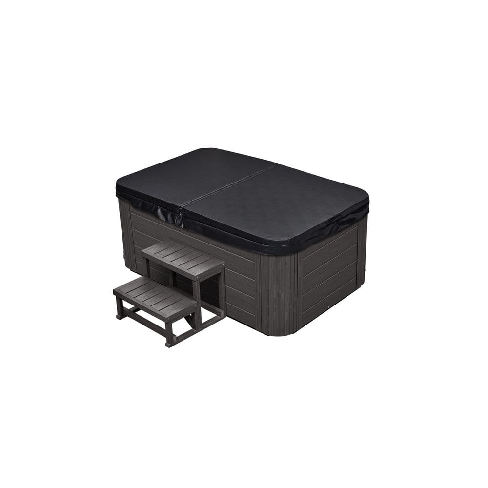 Gray Polyethylene 2-Person Rectangle Hot Tub with Electric Heater
