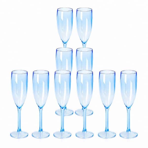 24 Pcs Rose Gold Glitter Plastic Champagne Flutes 5.4 oz Stemmed Wine Glasses for Events Bulk Vintage