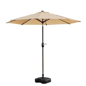 9 ft. Tilt and Crank Patio Table Umbrella with Square Base in, Beige