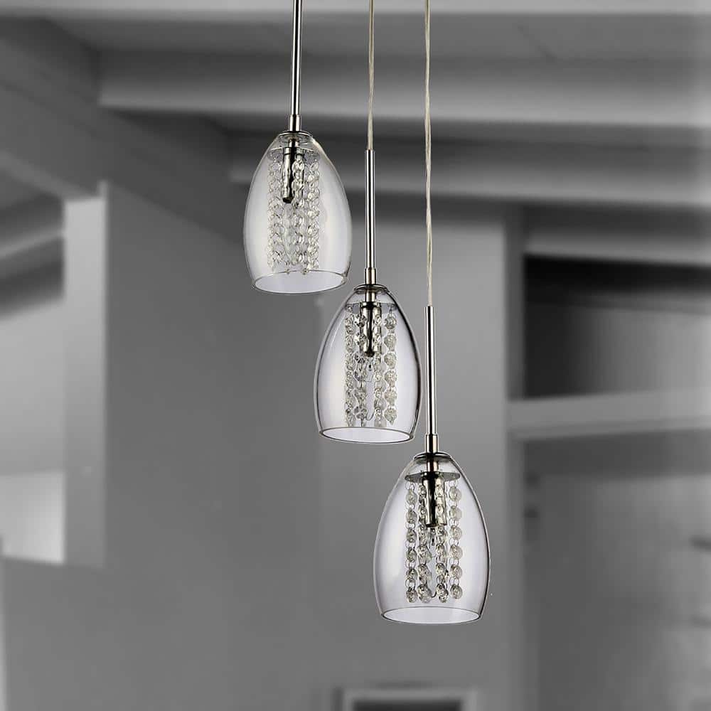 Sophisticated Wine Cup Chrome Pendant with Crystal Accents