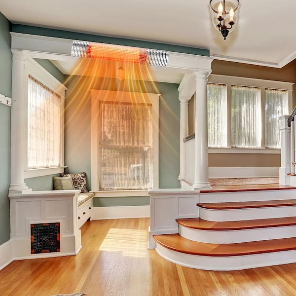 1500-Watt Silver Wall-Mounted Electric Infrared Space Heater Indoor and Outdoor With Remote