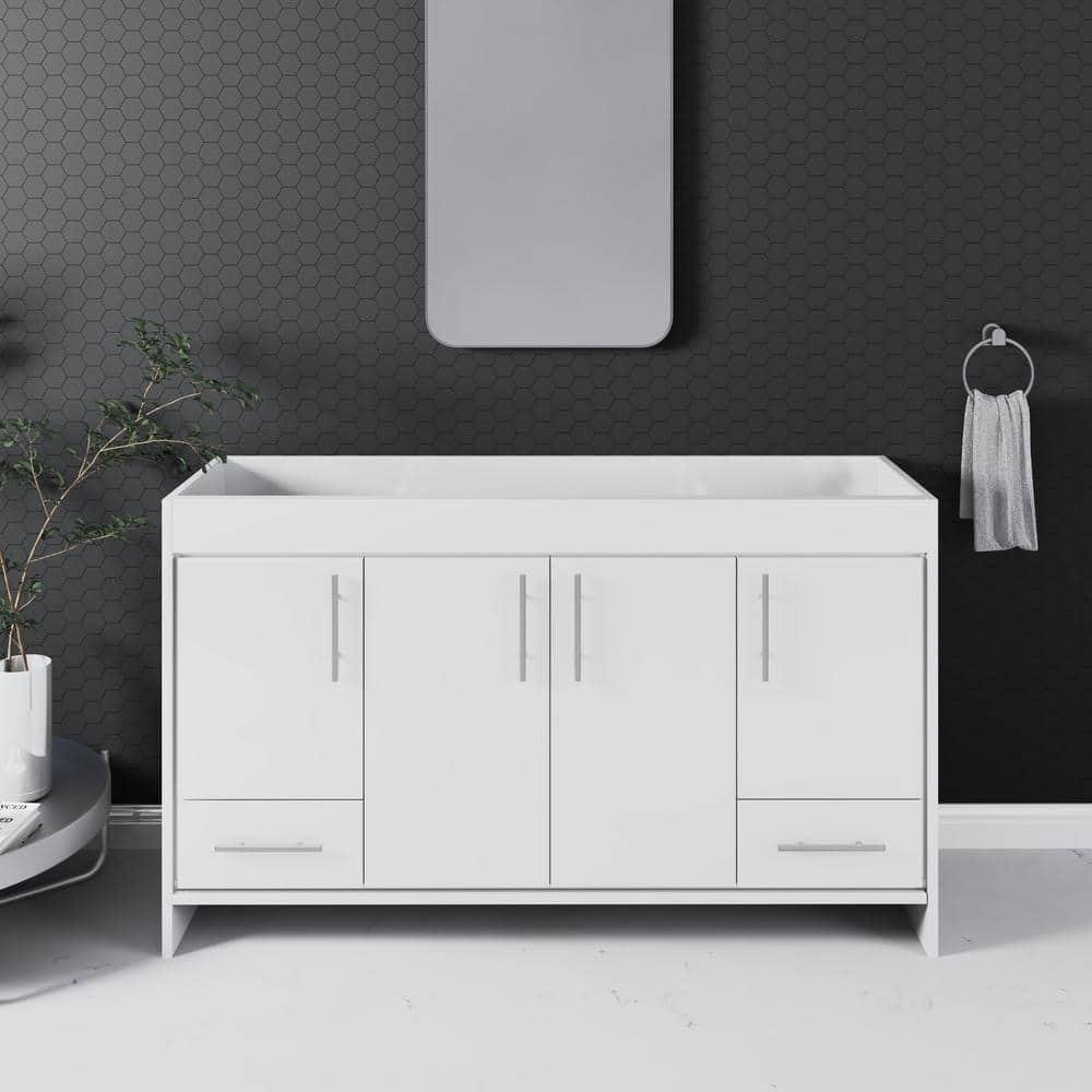 Pacific 60 in. W x 18 in. D x 33.88 in. H Bath Vanity Cabinet without Top in Glossy White price history on PriceWatchPro