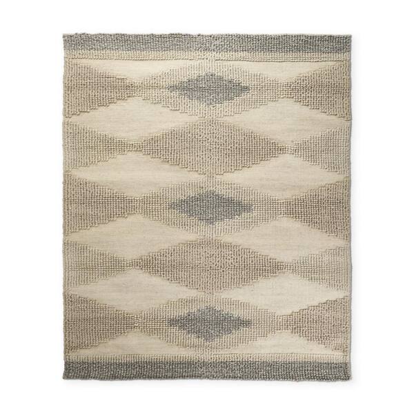 8 ft. x 10 ft. Beige, Blue, Gray Geometric Washable Area Rug