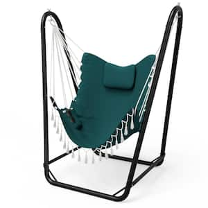 Unique U-Shaped 2.83 ft. Free Standing Chair Hammock with Stand in Green