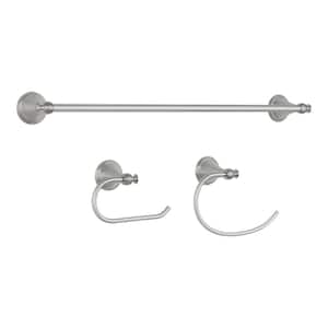Haverside 3-Piece Bath Hardware Set with 24 in. Towel Bar, Towel Ring and TP Holder in Brushed Nickel