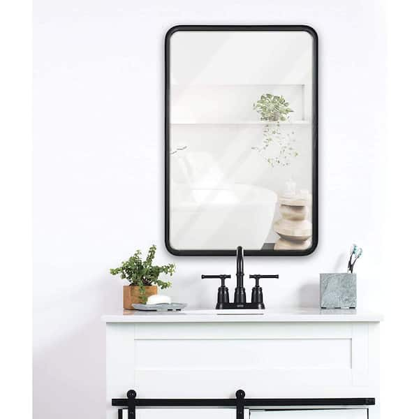 Home Decorators Collection Medium Rectangle Black Modern Mirror with  Deep-Set Frame and Rounded Corners (32 in. H x 24 in. W) (Retail $169.00)  Auction