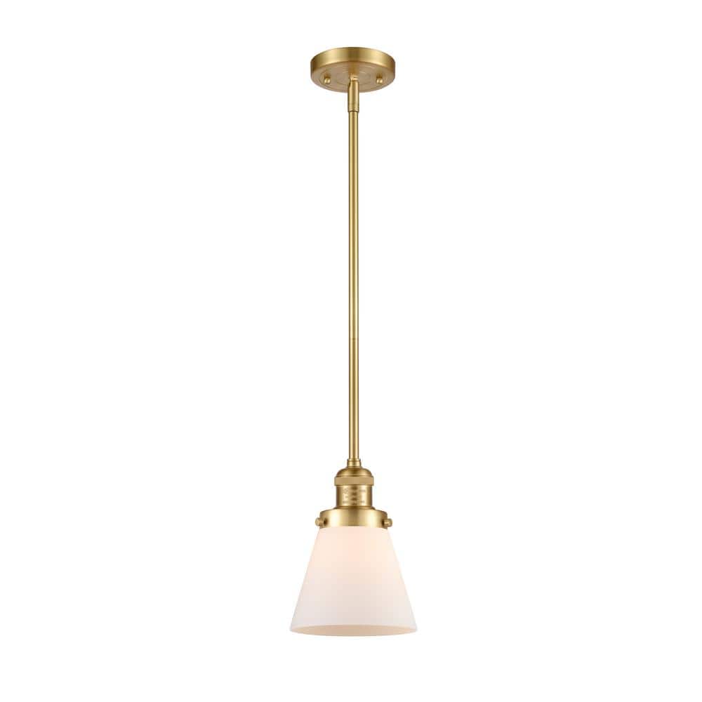 Cone 1-Light Satin Gold Cone Pendant Light with Matte White Glass Shade price history on PriceWatchPro