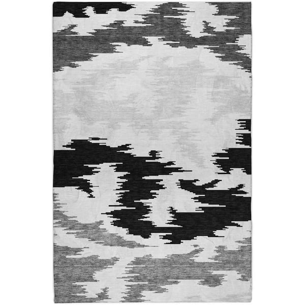Dream Shag Premium Machine Washable Abstract ADS746 Black 10 ft. x 14 ft. Area Rug