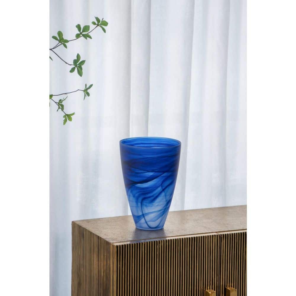 Large Blue Handcrafted Glass Decorative Vase