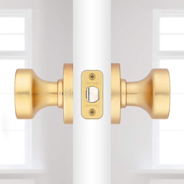 Kwikset Pismo Satin Brass Round Half Dummy Door Knob Featuring