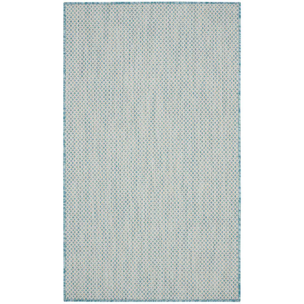 Nourison Courtyard Ivory Aqua 3 ft. x 5 ft. Geometric Contemporary ...