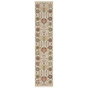 Lavista Ivory/Multi-Colored 2 ft. x 12 ft. Traditional Persian Oriental Wool/Nylon Blend Indoor Runner Area Rug