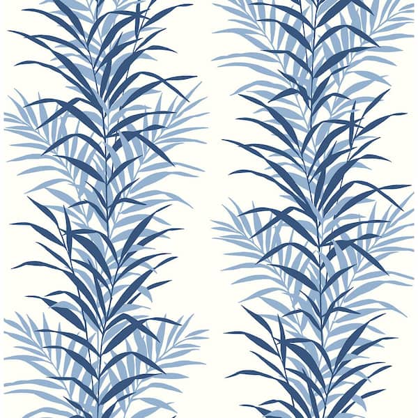 NextWall Leaf Stripe Carolina Blue Botanical Peel and Stick Wallpaper (Covers 30.75 sq. ft.)