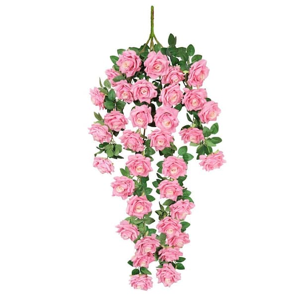 LIVING LUXURY 50 in. Deluxe Pink Artificial Rose Individual Flower
