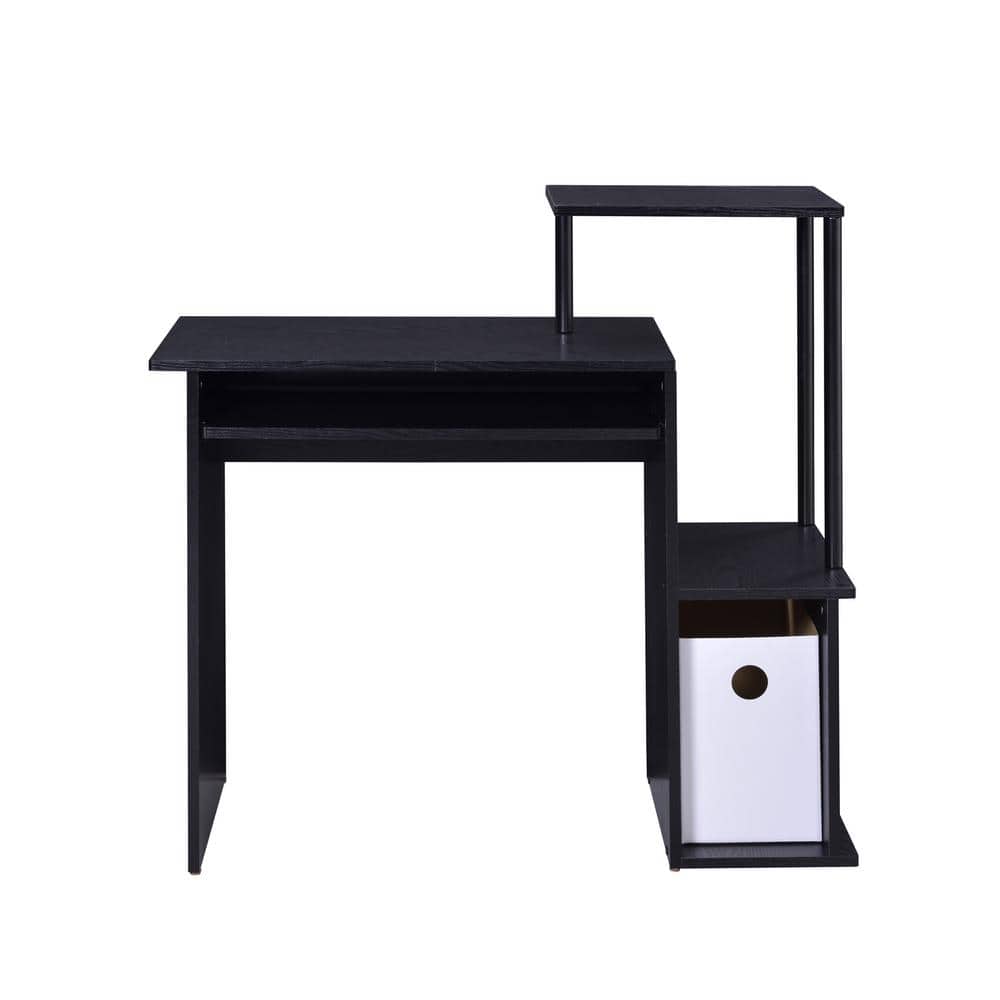 Lyphre 37 in. Rectangular Metal Black Computer Desk