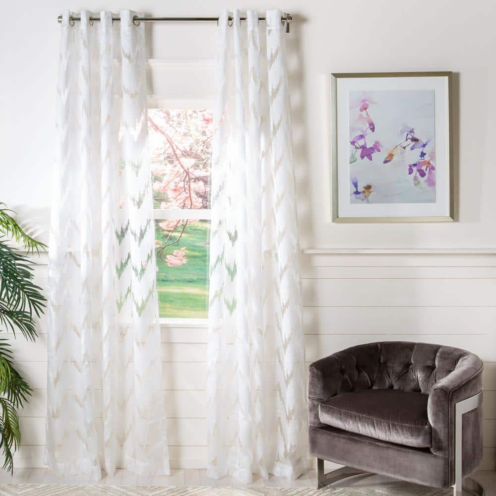 White Sheer Grommet Indoor Polyester Window Curtain Panel