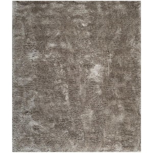 South Beach Shag Silver 9 ft. x 12 ft. Solid Area Rug