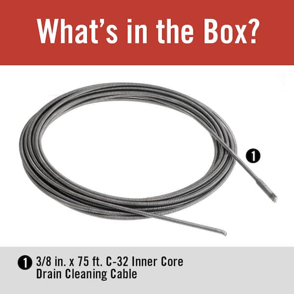 3/8 in. x 75 ft. C-32 IC Drain Cleaning Replacement Cable and Trident Sectional Cable Decoupler Bundle