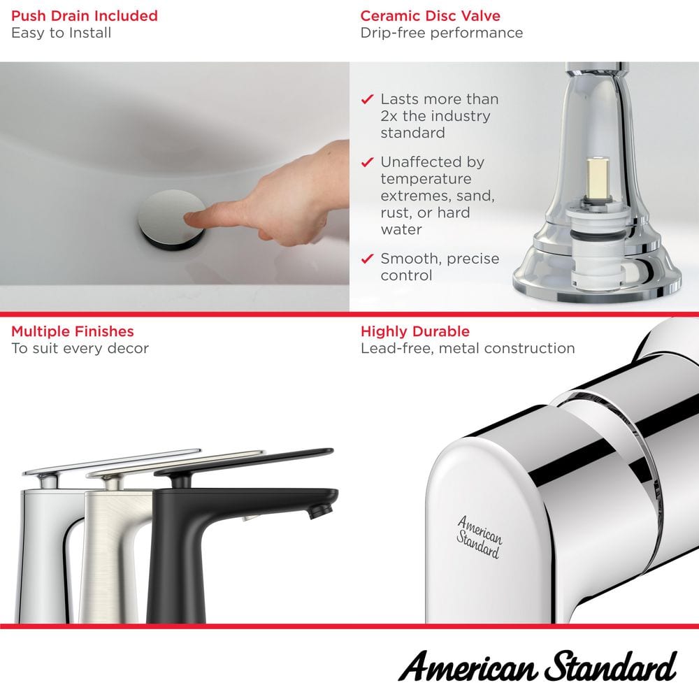 Polished Chrome Single-Handle Bathroom Faucet with Drain Assembly
